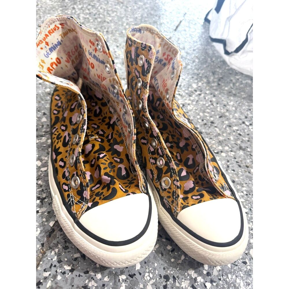 Converse Converse All Star Hi Trainers Wheat Black Pink Leopard Sz 8